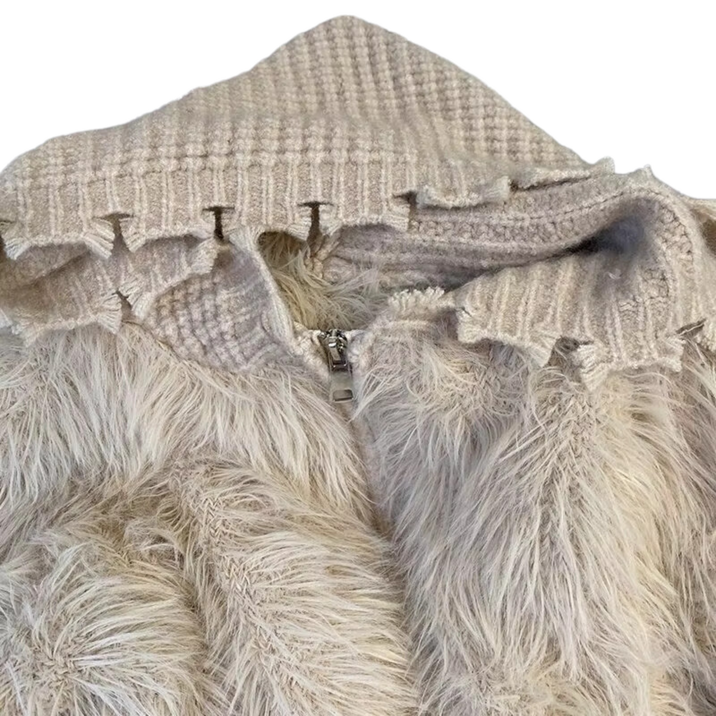 Knitted Fur Jacket with Hood