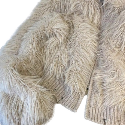 Knitted Fur Jacket with Hood