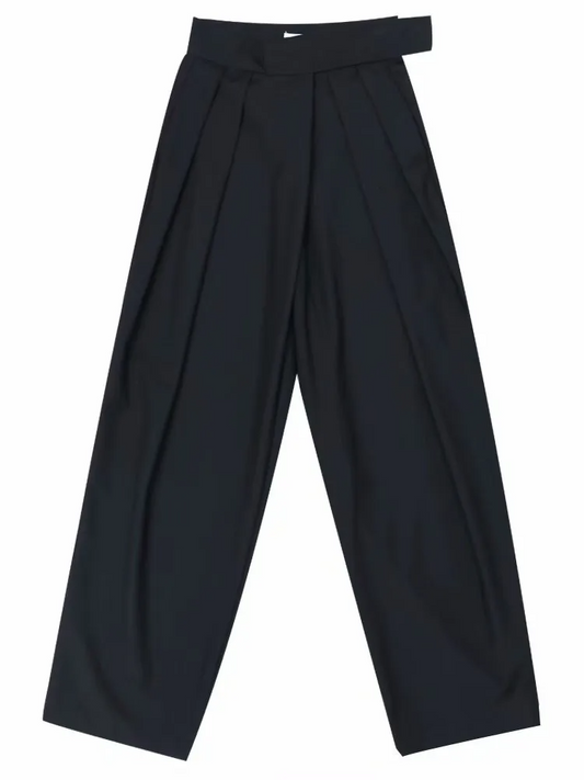 Pleated Wide Leg Suit Trousers